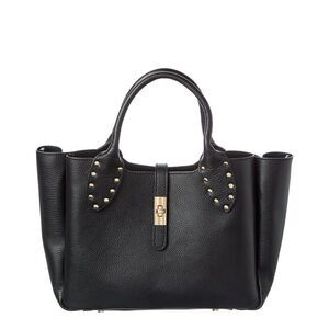 Persaman New York Naomi22 Studded Leather Handle Tote, Black
